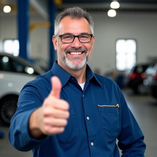 Friendly mechanic giving a thumbs-up
